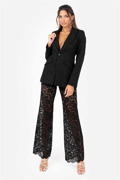 Блейзер из цветочного кружева черного цвета артикул 152718535
