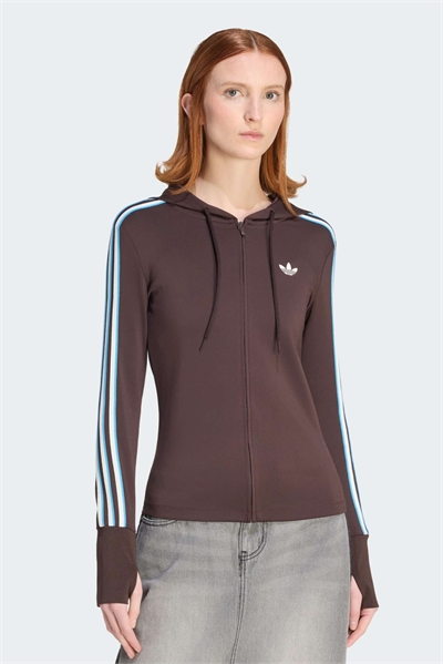 Куртка с капюшоном и застежкой-молнией в форме трилистника цвета «аврора-кофе» артикул 156162661