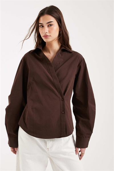 Рубашка с запахом и рукавами-коконами артикул 154760316