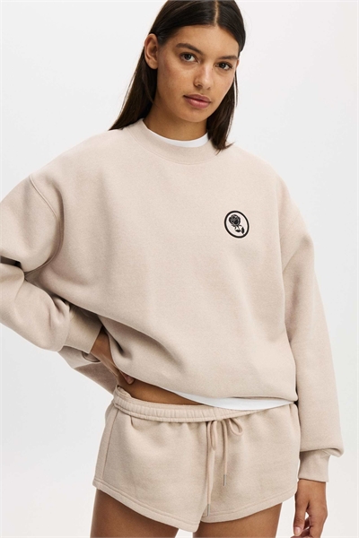 Мягкая толстовка с принтом, бежевого цвета артикул 156272778