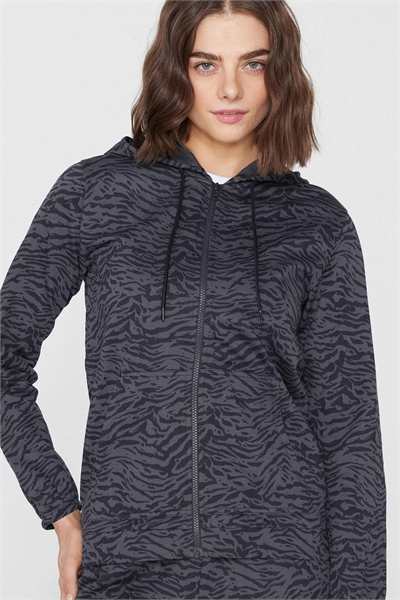 Толстовка с капюшоном с серым принтом «зебра» артикул 156298769