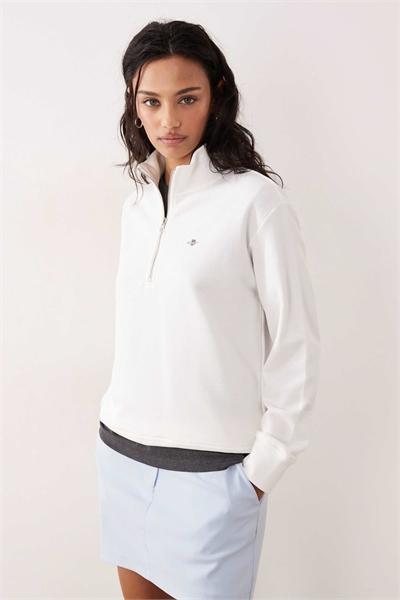 Толстовка с логотипом Shield и полузастежкой-молнией, цвет «яичная скорлупа» артикул 155174925