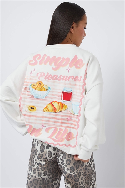 Толстовка «Простые радости жизни» белого цвета артикул 156136532