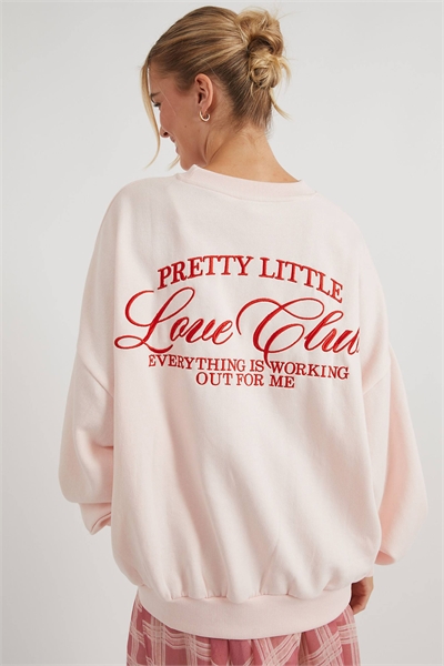 Милая розовая толстовка с надписью «Love Club» артикул 156136248