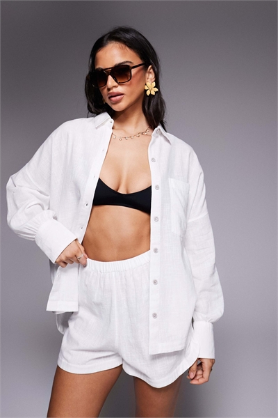 Хлопковая рубашка с текстурным принтом «Биарриц» co-ord артикул 151899429