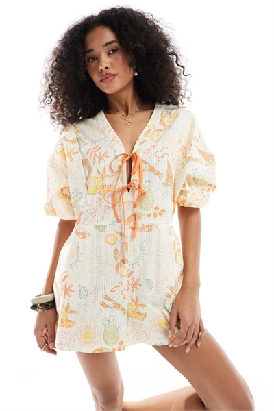 Комбинезон с пляжным принтом и галстуком артикул 141007900