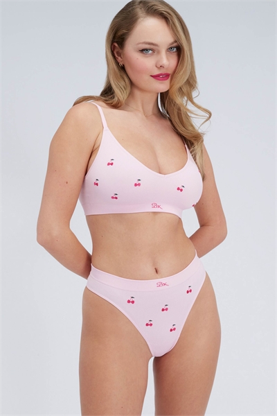 Бесшовные стринги с вышивкой в виде вишен и высокой посадкой артикул 155434255