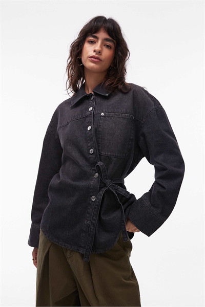 Рубашка из джинсовой ткани свободного кроя артикул 153286380