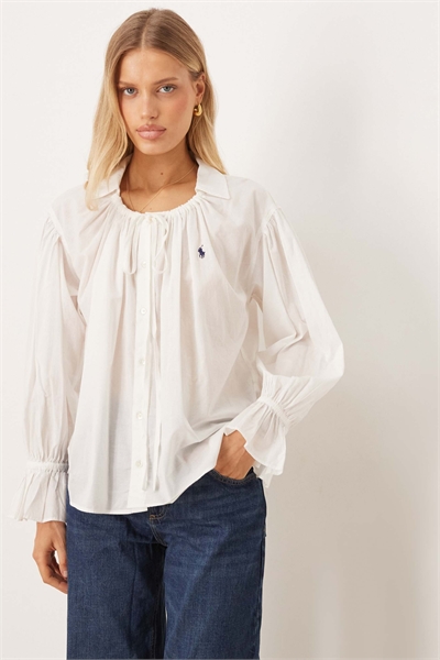 Блузка с логотипом в стиле бохо и оборками артикул 152897702