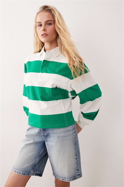 Поло в стиле винтажного регби с логотипом Ion и полосками, зелено-белого цвета артикул 152897649