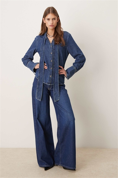 Рубашка из 100% хлопкового денима Msngo с завязками на шее артикул 151270414