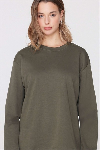 Хлопковая футболка средней плотности с длинным рукавом в пастельных тонах в стиле милитари артикул 156299070