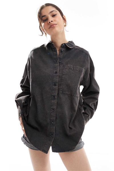 Рубашка из твила свободного кроя с эффектом потертости артикул 145753506