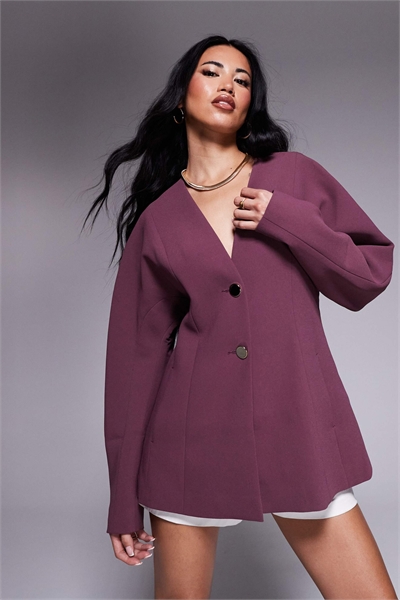 Блейзер без воротника с зауженной талией артикул 144909854