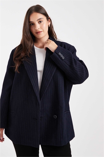 ASOS DESIGN Curve: классический блейзер из шерстяной смеси в тонкую полоску артикул 145392156