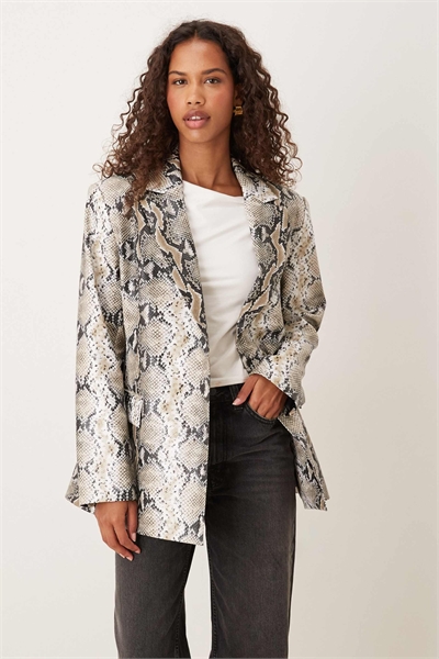 Блейзер из искусственной кожи с эффектом змеиной кожи, свободного кроя артикул 148786980