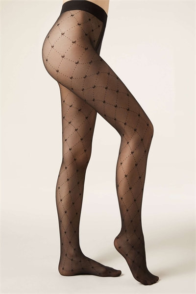 Колготки с ажурным узором в виде сердечек артикул 155613695