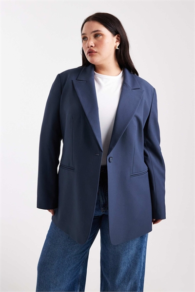 Блейзер свободного кроя темно-синего цвета артикул 149520016