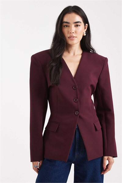 Блейзер без воротника с 3 пуговицами цвета сливы артикул 150331677