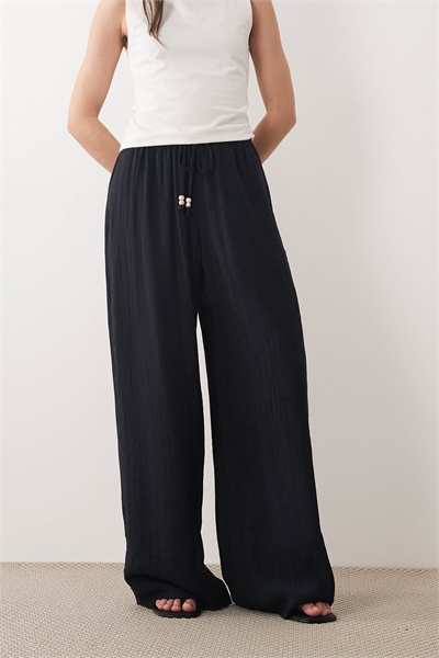 Брюки с широкими брючинами и завязками на талии артикул 155541510