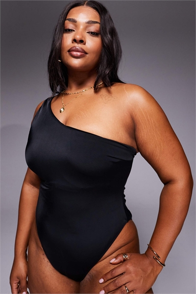 ASOS DESIGN Curve Revenge Athens — купальник с одним плечом, подчеркивающий фигуру артикул 150836803