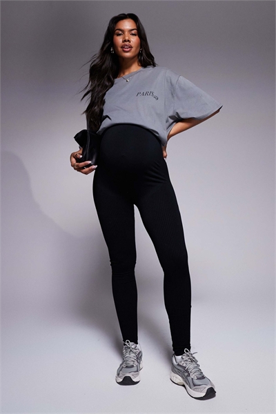 Бесшовные леггинсы для занятий спортом с ребристой отделкой от Maternity Icon артикул 133792513