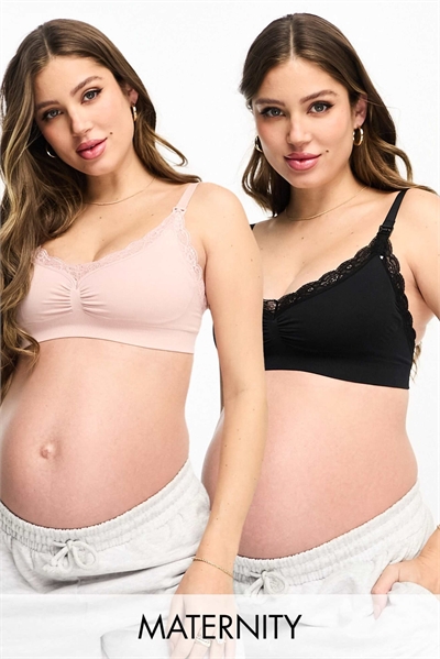 MOM Maternity: набор из 2 бесшовных кружевных бюстгальтеров артикул 130464416