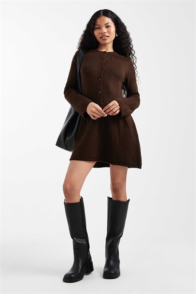 Мягкое трикотажное мини-платье с застежкой на пуговицах артикул 150561874