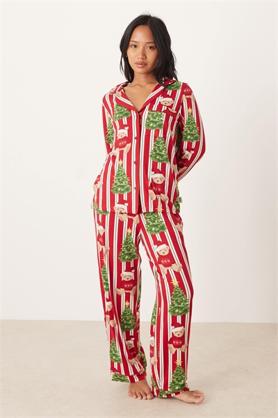 Пижамный комплект «Poly» с длинными рукавами и отложным воротником артикул 143498206