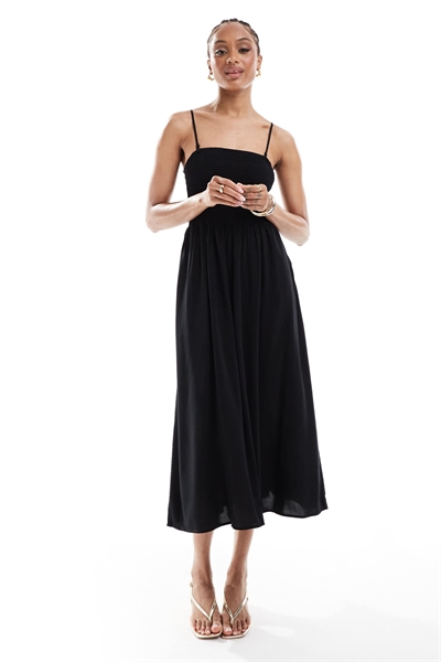 Простое платье-комбинация с рюшами до щиколотки артикул 144210729