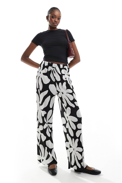 Брюки с высокой талией и широкими брючинами в плиссе артикул 141186438