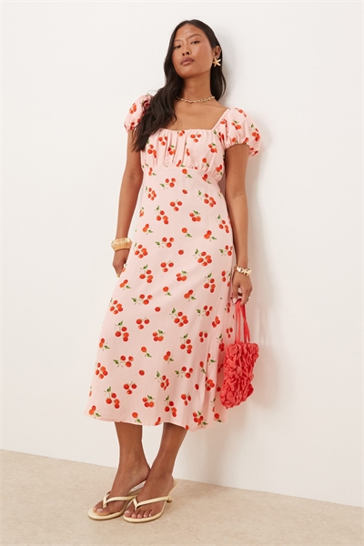 Платье средней длины с рукавами-буффами цвета воронова крыла артикул 147326716