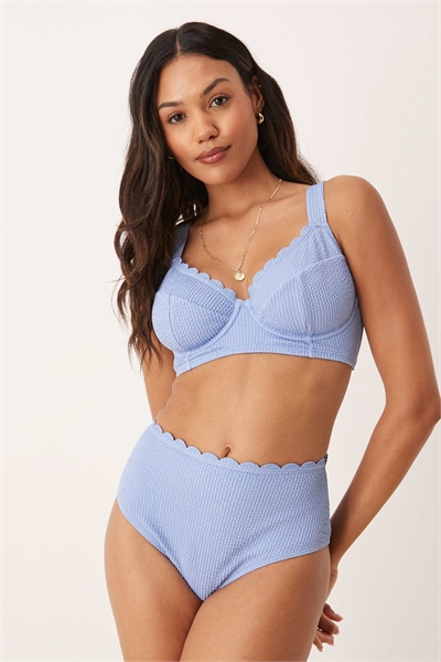 Бикини-трусики с высокой талией и гофрированной текстурой, украшенные волнистым краем артикул 141008140