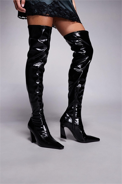 Ботинки Keeper с заостренным носком выше колена, черного цвета артикул 147619196