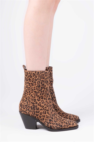 Ботильоны Bridge на каблуке-блок из кожи с леопардовым принтом артикул 153631720