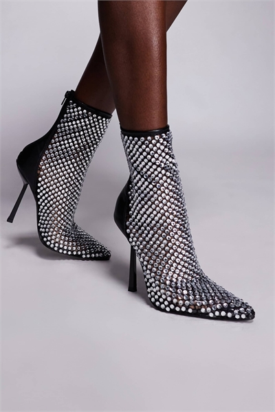 Ботинки Simmi London Yaa с высоким голенищем и стразами, черного цвета артикул 150231613