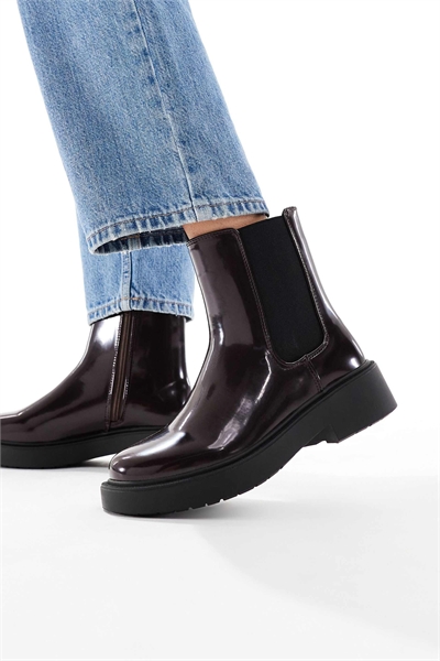 Ботинки-челси Amia Wide Fit с массивным каблуком, цвет «крокодил-бордовый» артикул 149151161