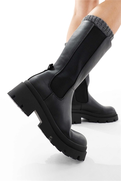 Массивные ботинки из искусственной кожи черного цвета артикул 148251118