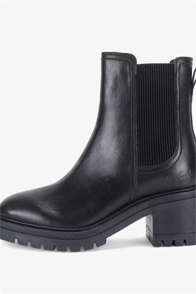 Кожаные ботинки-челси «KINGTON» на блочном каблуке до щиколотки, черного цвета артикул 139909866