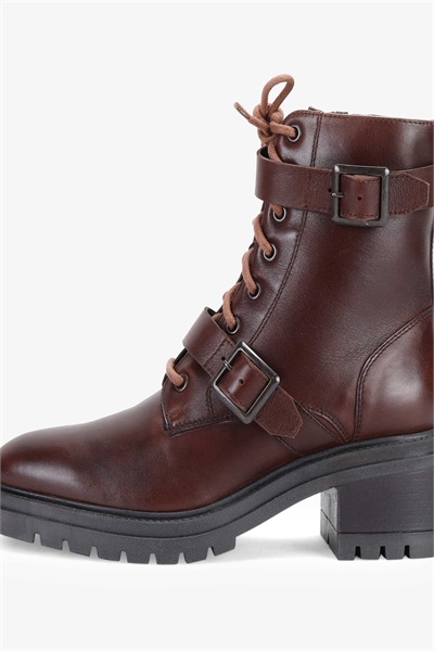 Кожаные ботинки «PARKSIDE» на высоком каблуке-блок, коричневые артикул 139909845