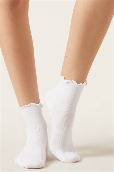 Короткие носки с ребристой текстурой и романтичной отделкой артикул 153164543