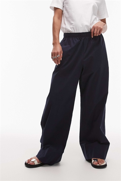 Брюки из поплина с прямыми брючинами и эластичным поясом артикул 143301553