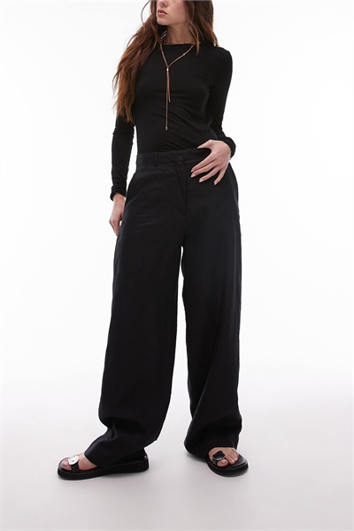 Льняные брюки с прямыми брючинами и плоским передом артикул 143964348