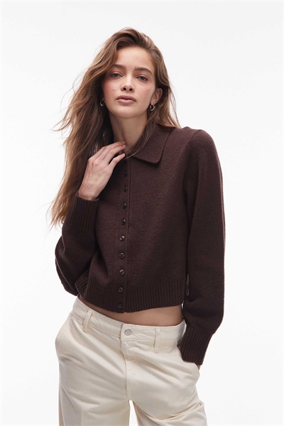 Вязаный кардиган с воротником и застежкой на пуговицах артикул 149319215