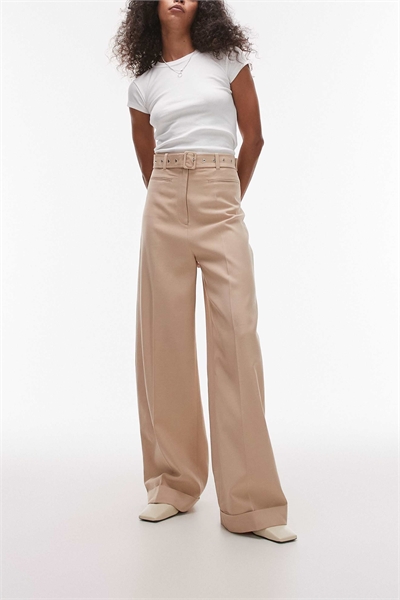 Брюки свободного кроя с широкими штанинами и ремнем с проушинами артикул 142974851
