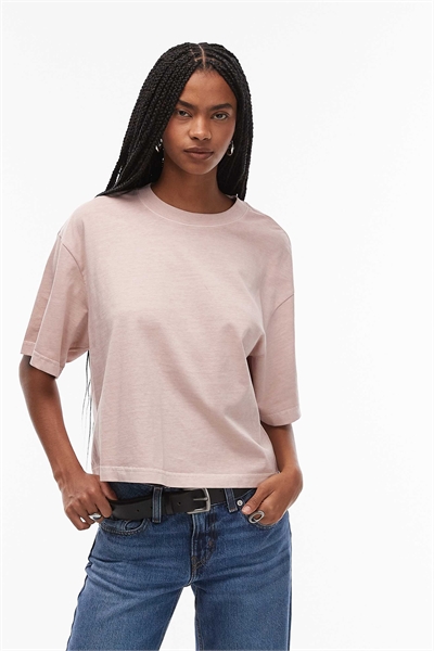 Прямая футболка свободного кроя розового цвета артикул 150830227