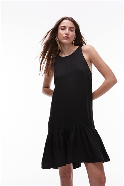 Мини-платье без рукавов с заниженной талией артикул 146841074