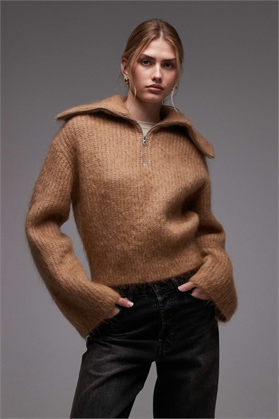 Свитер из трикотажа с полузастежкой-молнией из смеси мохера и шерсти артикул 151746445