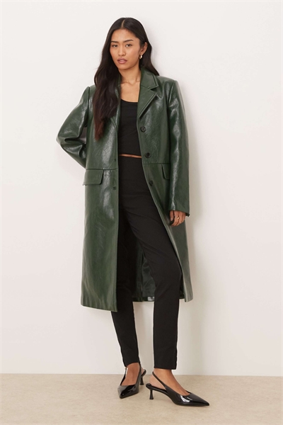 Бушлат из искусственной кожи лесного зеленого цвета артикул 154056012