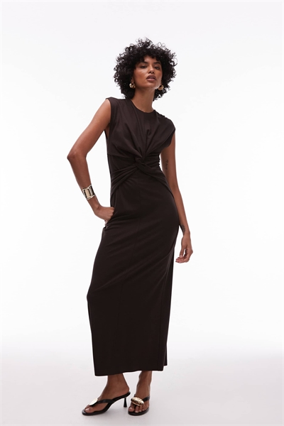 Платье-миди из джерси с закрученным элементом спереди артикул 143460198